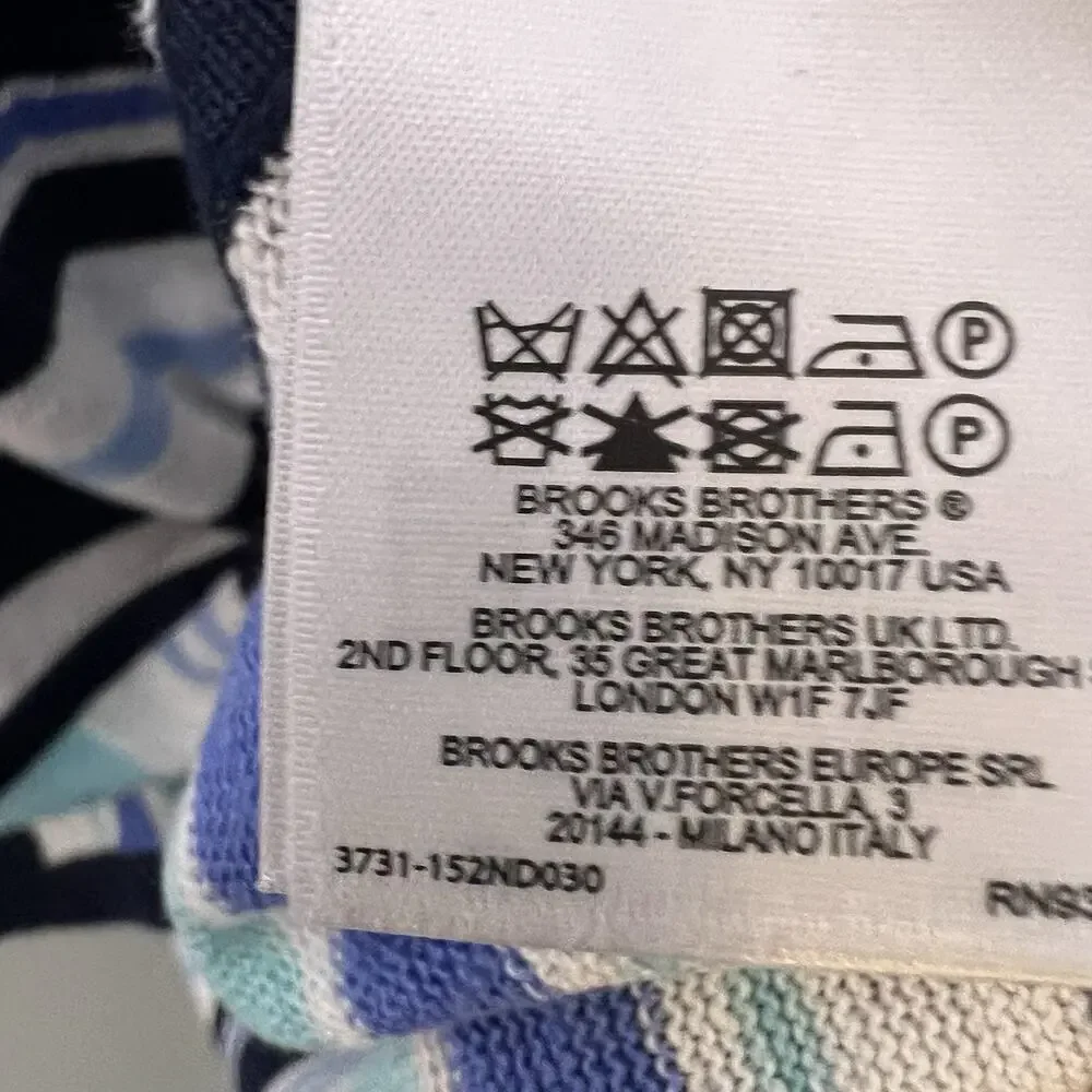Brook Brothers Women's Linen Knit Blue White Black Striped Sweater Sz M